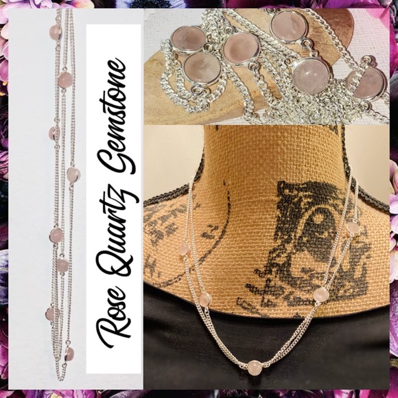 Radiant Rose Quartz Gemstone Handmade Station Necklace - Picture 1 of 8